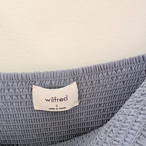 Aritzia Wilfred Tempest Mini Dress Smocked Chiffon Granite Blue Size Small - Picture 5 of 6